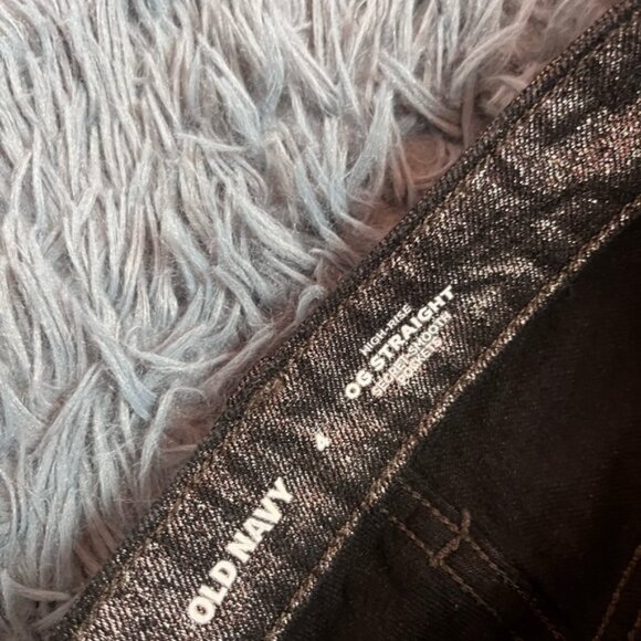 Old Navy Metallic Brown High-Waisted Shine OG Straight Ankle Jeans Size 4 - Picture 3 of 7